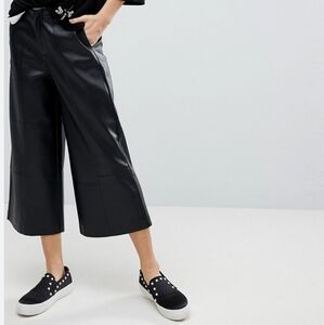 stradivarius faux wide leg crop